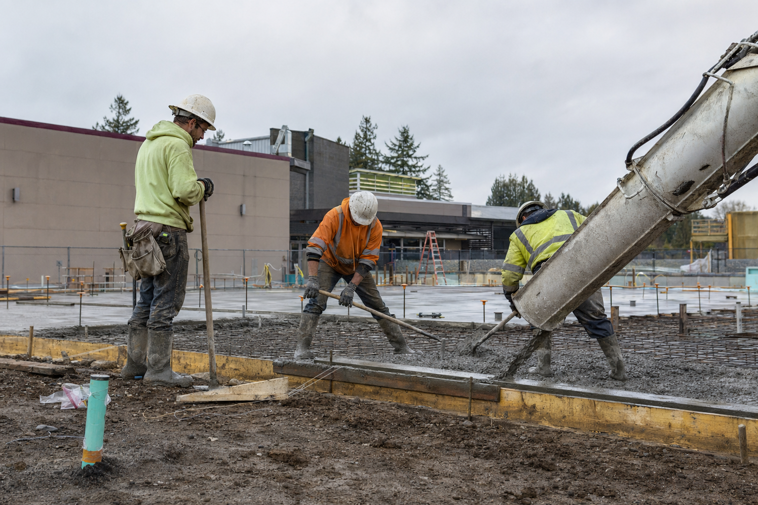 Concrete crew working on foundation