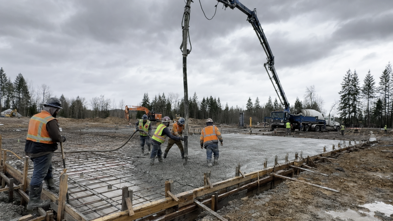 Commercial concrete pour in progress